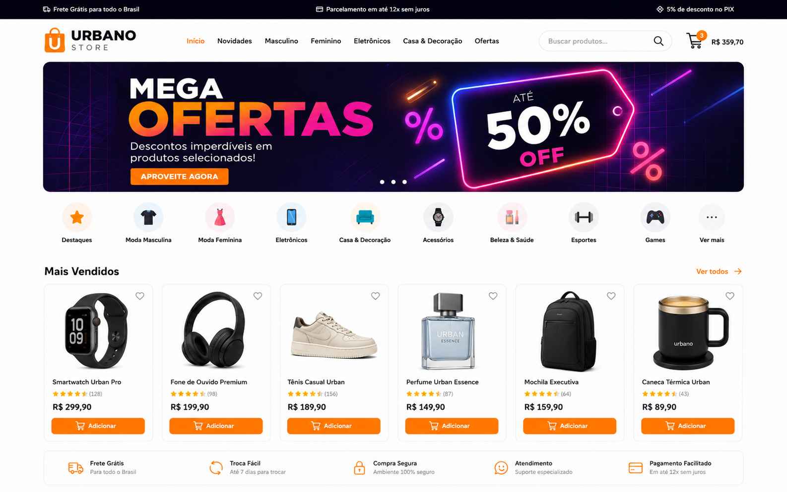 Exemplo de loja virtual / e-commerce