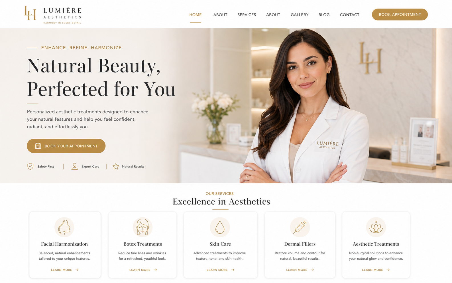 Exemplo de site de clínica de estética
