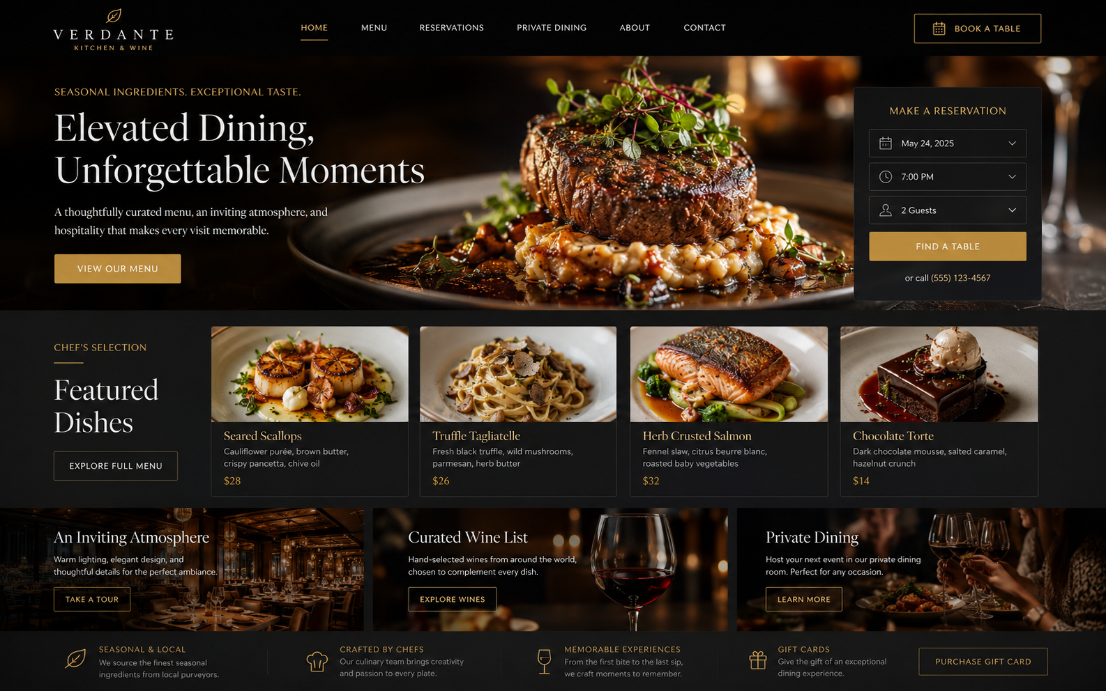 Exemplo de site de restaurante